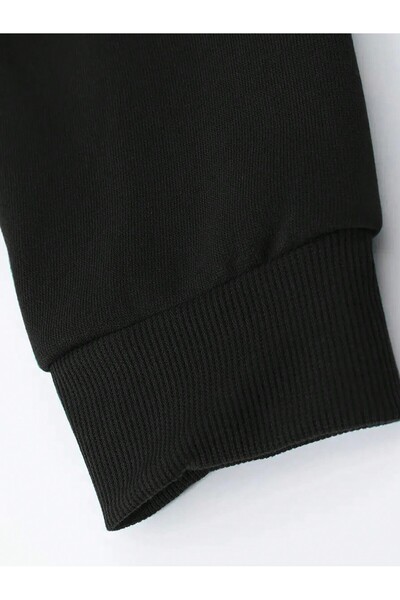 LUNAVISTA Jujutsu Kaisen Gojo Satoru Anime Patterned Black Hooded Sweatshirt - Oversize Tracksuit