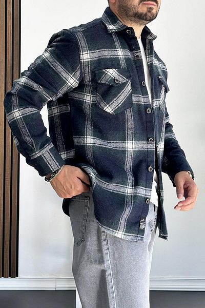 Edwox Πράσινο ανδρικό πουκάμισο ξυλοκόπο - Normal Fit Edw199