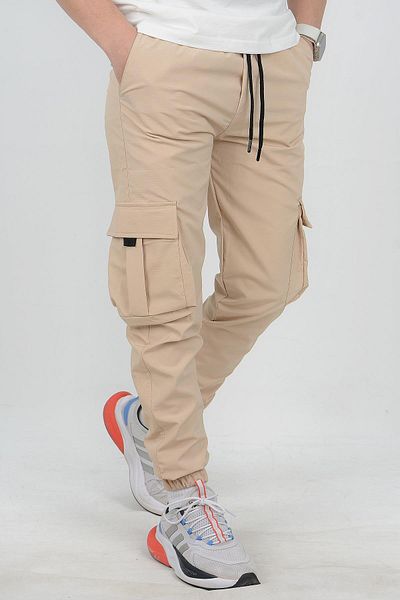 Edwox Ανδρικό Slim Fit Pocket Λεπτό αθλητικό παντελόνι με ελαστική μέση και πόδι Beige Edw071
