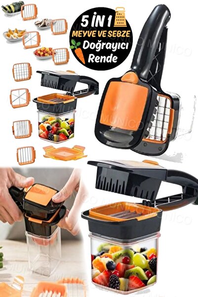 Gaggani 5 Farklı Şekilli Bıçak İle Sebze Meyve Et Dilimleyici 1 Saniyede kesme Aparatı Nicer Dicer Munico