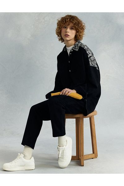 Kayra Black Suede Tunic - Fabric Garnished