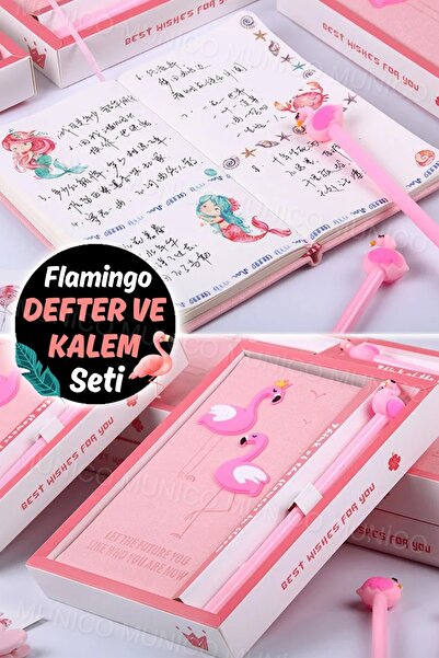 Gaggani 80 Yapraklı Filamingo Figürlü Tatlı Hediyelik Defter & Kalem Seti Gün...