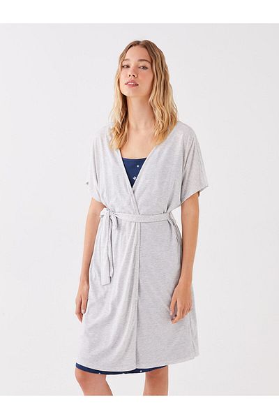 LC Waikiki Lw – Schalkragen, einfarbig, kurzärmelig, Damen-Morgenmantel