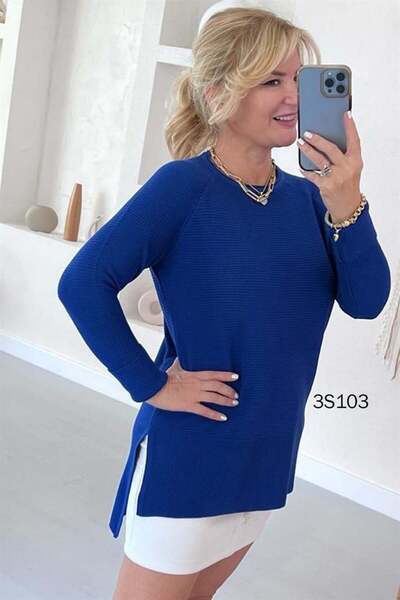 İnce Topuk Fitilli Triko Bluz 3s103