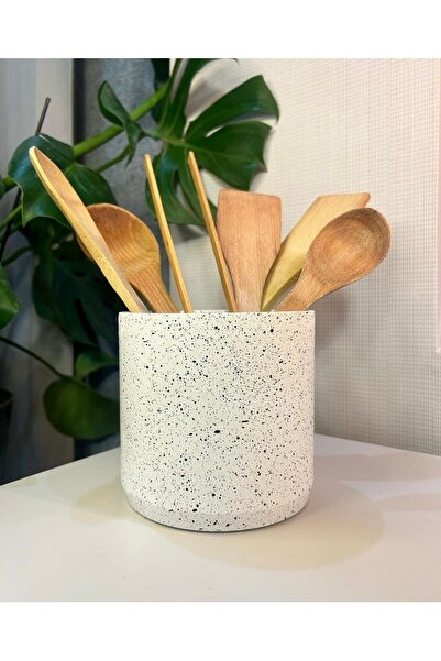Miya Art Studio كونترتوب اسطوانة خرسانية - حامل ملعقة عمودي وتأثير جرانيت