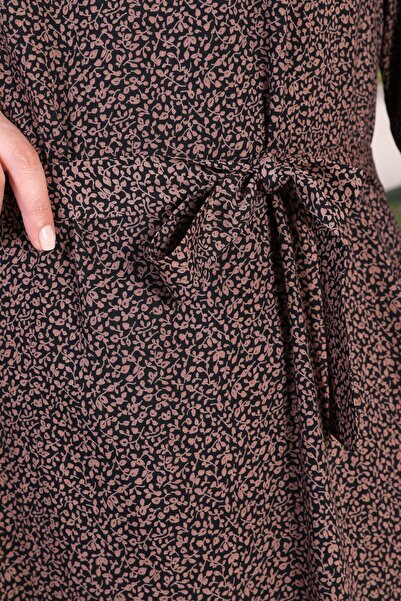 Ferace Γυναικείο φόρεμα Hijab Ρούχα μεγάλου μεγέθους Φόρεμα με τραγανό μοτίβο γιακά