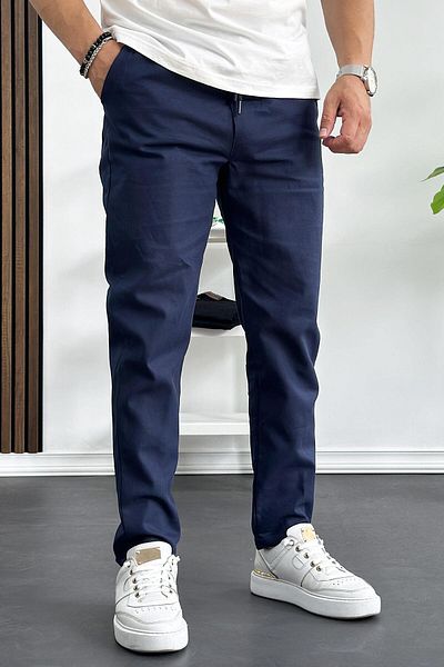 Edwox Ανδρικό Slim Fit Λεπτό Λινό Παντελόνι Navy Blue Edw114