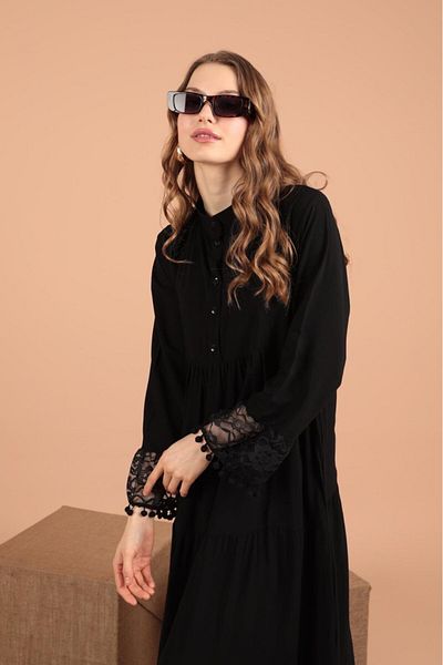 Cardella Υφασμάτινο Βισκόζη - Φόρεμα Hijab με λεπτομέρεια από δαντέλα