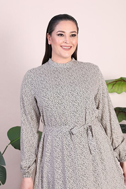 Ferace Women's Hijab Clothing Dress Plus Size Clothing Prevailing Collar Crispy Pattern Dress