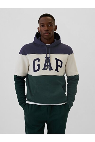 GAP Erkek Lacivert Gap Logo Colorblock Fleece Sweatshirt