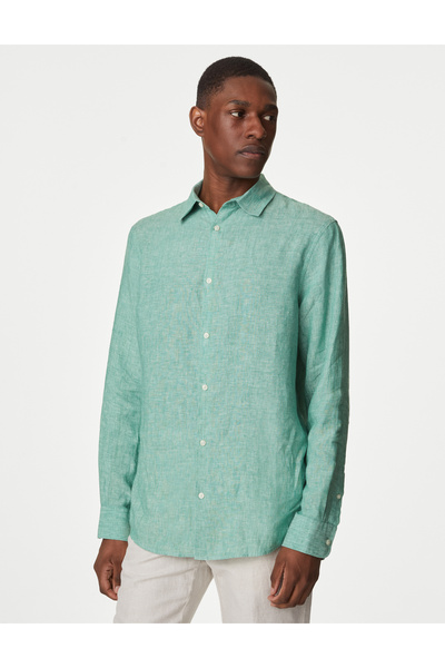 Marks & Spencer Regular Fit Uzun Kollu Saf Keten Gömlek