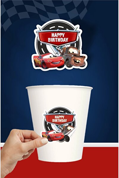 neşeli günlerim Set de aniversare tematică McQueen Cars Lightning - Autocolan...