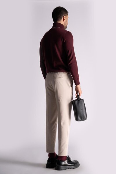 BRACCAS Μισό ελαστικό στη μέση Chino Slim Fit Crop Παντελόνι Ανοιχτό Μπεζ