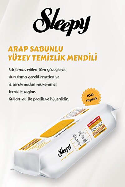Sleepy 2 Adet Arap Sabunlu Yüzey Temizlik Havlusu 100' lü ve ROSIE