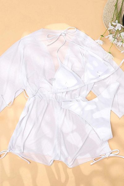 Angelsin Strandkleid - Chiffon-Pareo und Überwurf-Kimono