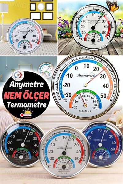 Genel Markalar İç ve Dış Ortam İçin Analog Sıcaklık ve Nem Ölçer - Sera ve Ba...