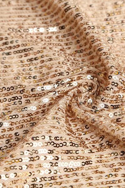Kumaş Deposu Sıralı Payetli Gold Abiye Örme Kumaş