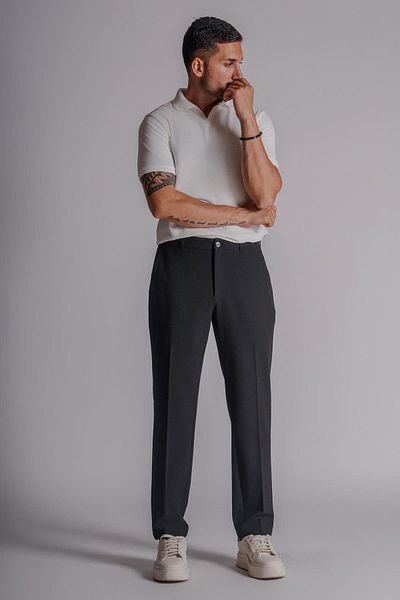 BRACCAS Men's Black Chino Pants - Side Pocket, Classic Waist, Regular Fit