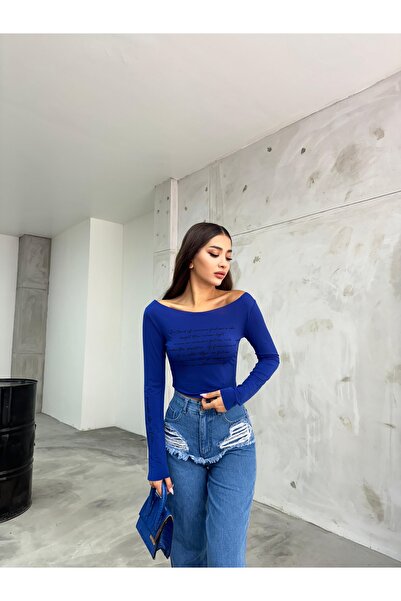 BİKELİFE Bedruckte, dehnbare Sandy Crop-Bluse für Damen