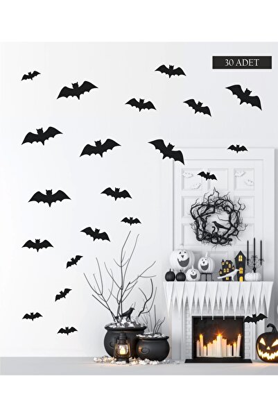 neşeli günlerim Cadılar Bayramı Halloween Yarasa Ince Karton Duvar Süsü Seti ...