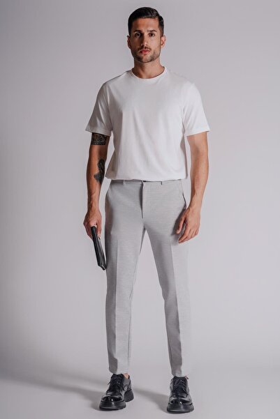 BRACCAS Чоловічі штани з боковими кишенями та еластичним поясом, slim fit, сірі