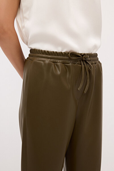 adL Beli Lastikli Deri Pantolon