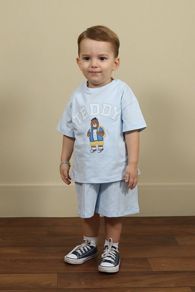 miabambim Light Blue Boy's Teddy Shorts Set