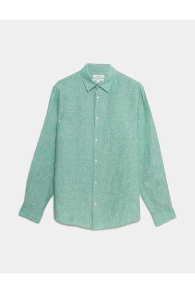 Marks & Spencer Regular Fit Uzun Kollu Saf Keten Gömlek