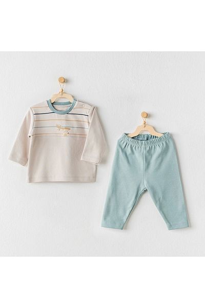 andywawa Ac24092 - Organic "Let S Love Nature" 2-Piece Baby Set - Green Stone