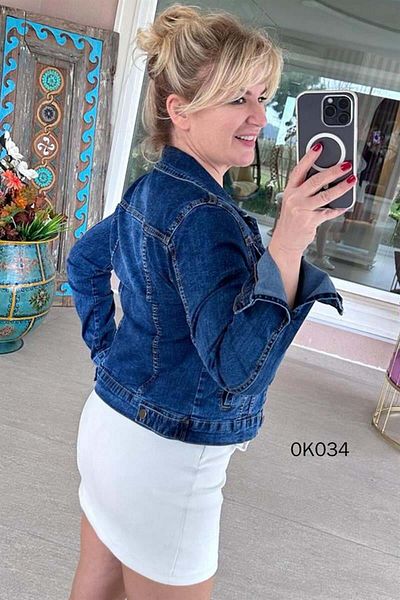 İnce Topuk 0k034 Jachetă din denim model Lycra
