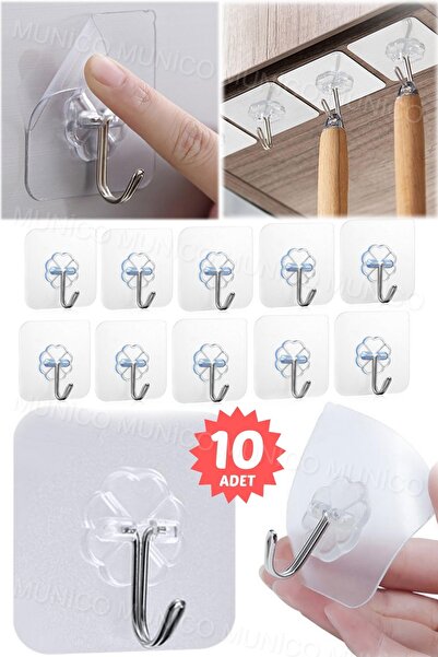 Gaggani 10 Adet Banyo Mutfak Ofis Çanta Mont Asma Yapışkanlı Kanca Askılık Şe...