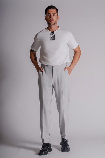 BRACCAS Gray Men's Chino Pants - Side Pocket, Regular Fit