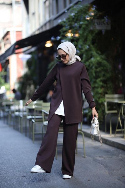 NS Moda طقم حجاب بني - موديل-520