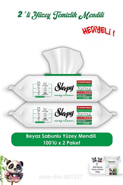 Sleepy 2-Piece Easy Clean Surface Cleaning Towels - 100 Pieces Rosie