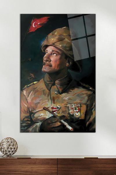 Vosevu Πορτρέτο M. Kemal Atatürk σε στολή Γυάλινη ζωγραφική, Μοντέρνα διακόσμηση σπιτιού και γραφείου Δώρο Διακόσμηση τοίχου