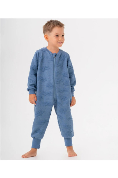 Moi Noi كيس نوم شتوي للأطفال الرضع - سحاب، كم طويل، نمط سفاري، أزرق مبطن سميك...