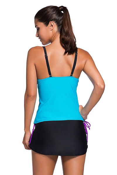 Angelsin Colorful Tankini Skirt Bikini Set