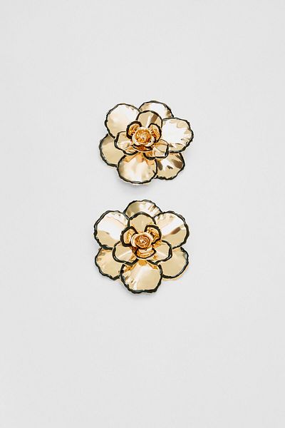 Stradivarius Contrast Metal Flower Earrings