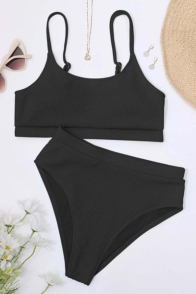 Angelsin Ψηλόμεσο Ειδικό Υφασμάτινο Σετ Μπικίνι Tankini