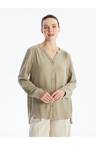 LC Waikiki Khaki Scoop Neck Women's Blouse