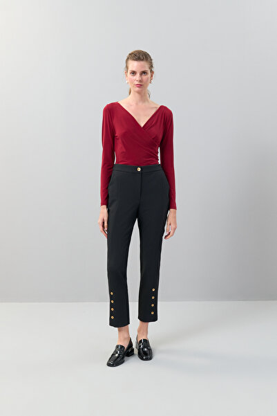 Roman Paçaları Gold Düğme Detaylı Pantolon M.Siyah K2512023_642