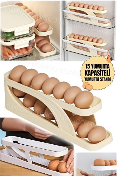 Gaggani Egg Organizer - Compact Design with Plastic Slide for Refrigerator, Double Layer Egg Dispenser