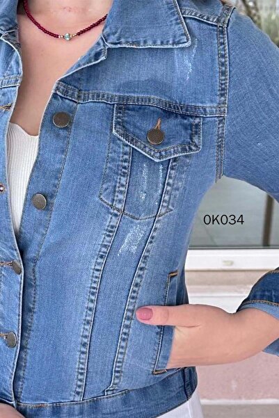 İnce Topuk 0k034 Model Lycra Denim Jacket
