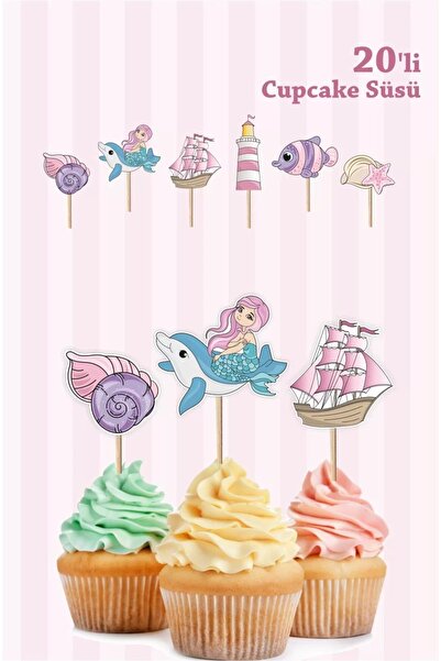 neşeli günlerim Ornament pentru scobitoare pentru cupcake sirenă *Hârtie groasă