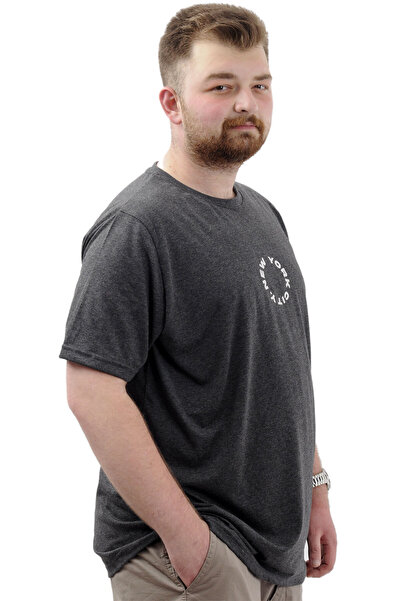 ModeXL Ανδρικό μπλουζάκι από βαμβακερό εμπριμέ - Crew Neck, Mode XL, New York U24081 Anrtamelange