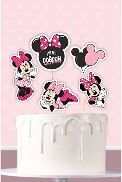 neşeli günlerim Set de prăjituri și decorațiuni cu tematică roz Minnie Mouse