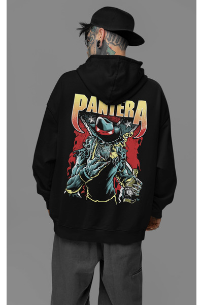 SEVBANO Pantera majica sa kapuljačom, unisex, prevelika, sa printom rok metal...