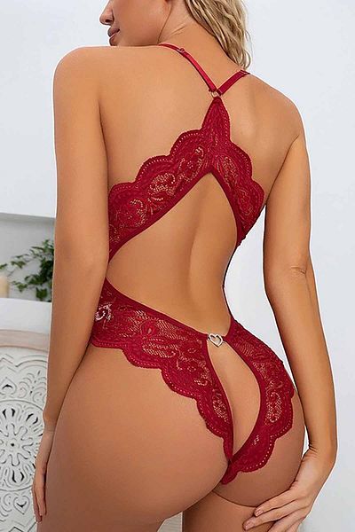Merry See Fantasie-Unterwäsche aus Spitze mit offenem Rücken für den privaten Bereich