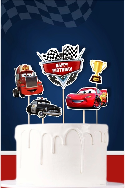 neşeli günlerim McQueen Cars Ornament pentru tort pentru ziua de naștere tema...