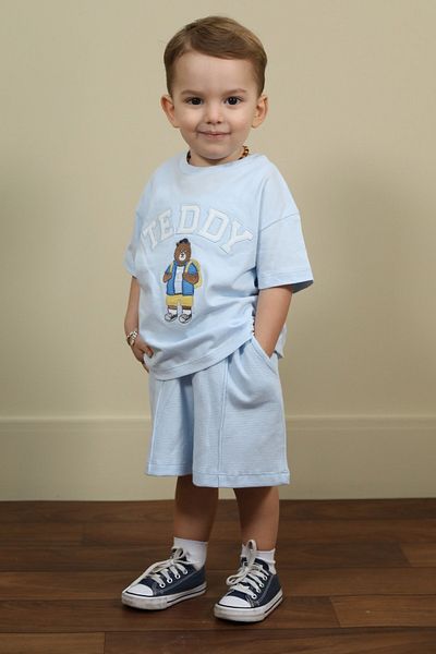 miabambim Light Blue Boy's Teddy Shorts Set